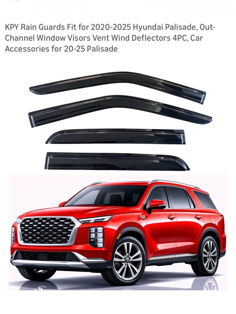 KPY Window Visors for 2020-2025 Hyundai Palisade - Gloss Black